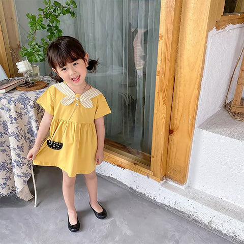 Girls Faux Stripe Scarf Comfy Dress