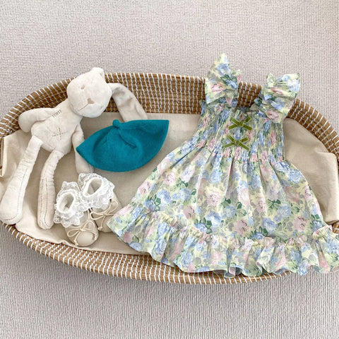 Girls Watercolor Floral Smocked Dress/Bodysuit