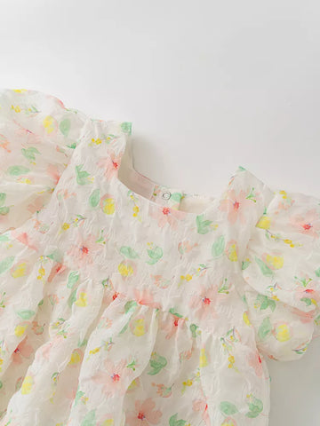 Baby Girl Puff Sleeve Bodysuit w/Headband