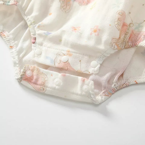 Baby Girl Square Neck Butterfly Boho Bodysuit