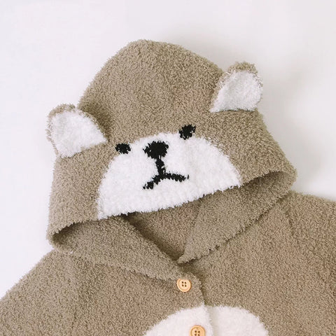 Unisex Baby Knit Fuzzy Bear Romper