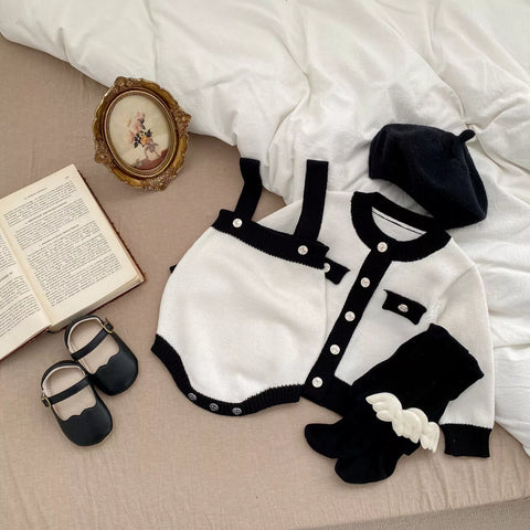 2 Pc Baby Girl Colorblock Chic Cardigan & Bodysuit Set