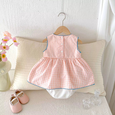 Baby Girl Farmer Plaid Bunny Hop Dress