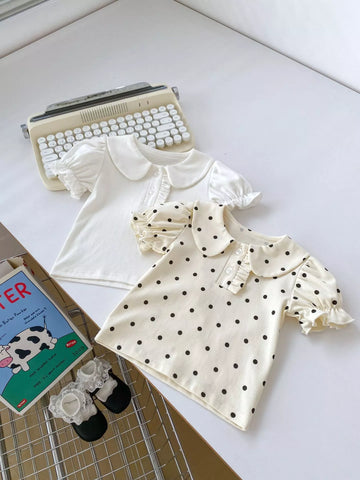 2 pc Baby Girl Collar Shirt w/ Ruffle Skirt