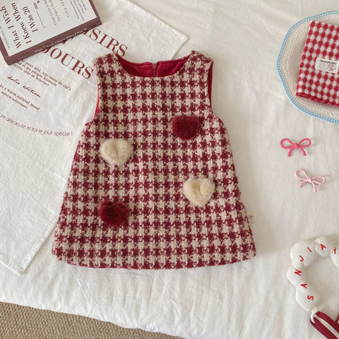 2 Pc Girls Houndstooth Valentine Sweater & Dress Set