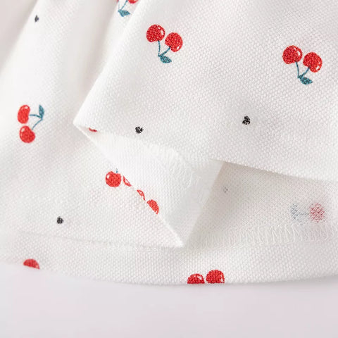 Girls Sleeveless Cherry Print Polo Dress