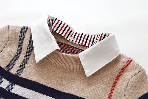 Boys Removable Collar Nova Check Sweater