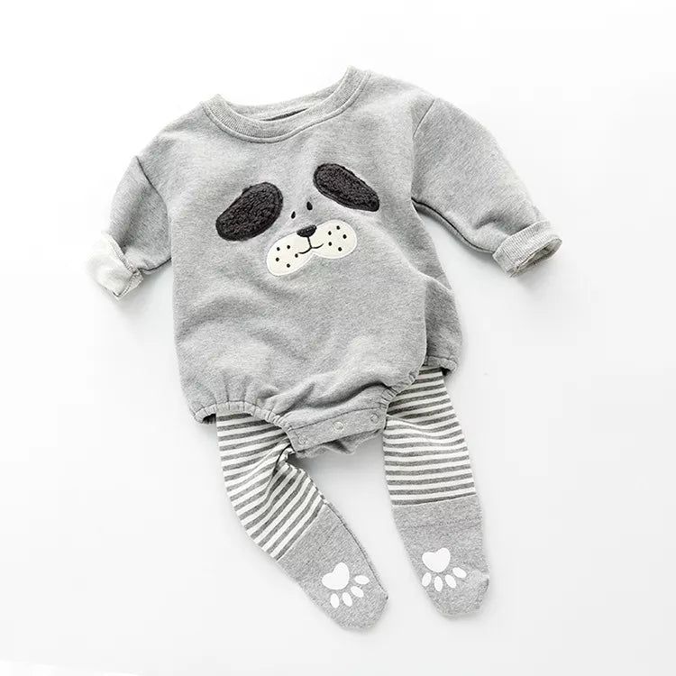 2 Pc Baby Puppy Dog Bodysuit w/Stocking Set