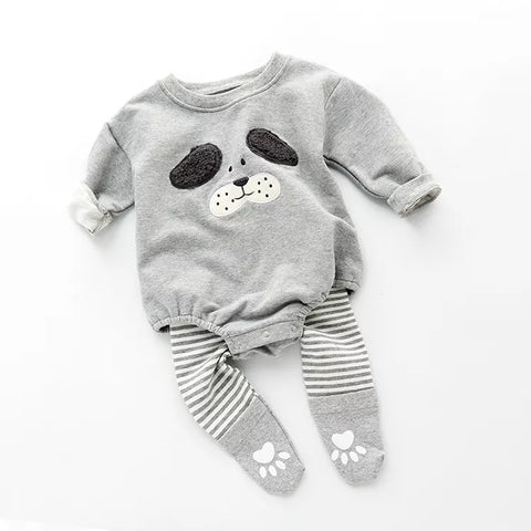 2 Pc Baby Puppy Dog Bodysuit w/Stocking Set