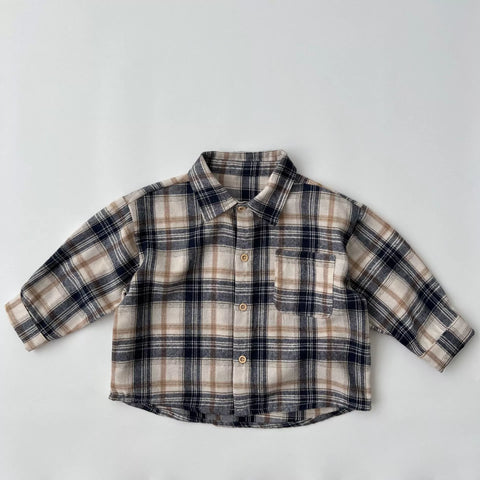 Boys Plaid Print Flannel Shirt