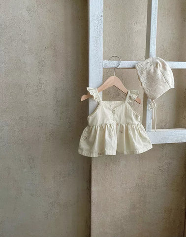 2 Pc Baby Girl Peplum Cotton Bloomer Set