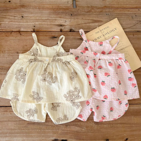 2 Pc Baby Girl Cotton Cami Print & Shorts Set