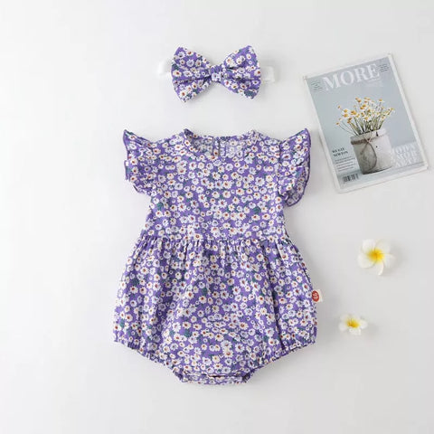Baby Girl Daisy Print Bodysuit w/Headband