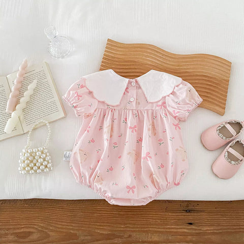 Baby Girl Bunny Bow Collar Bodysuit