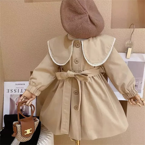 Girl Peter Pan Big Collar Trench Coat
