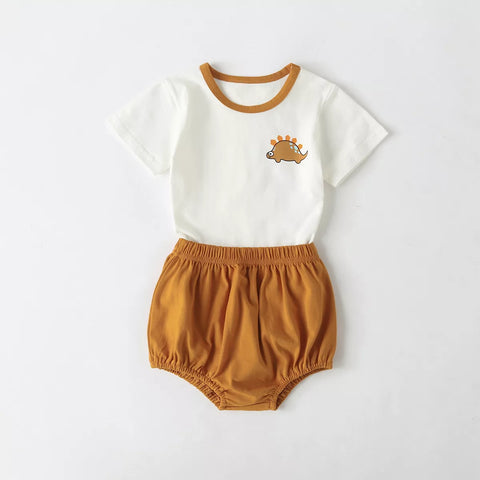 2 Pc Boys Dinosaur Tee & Bubble Shorts Set