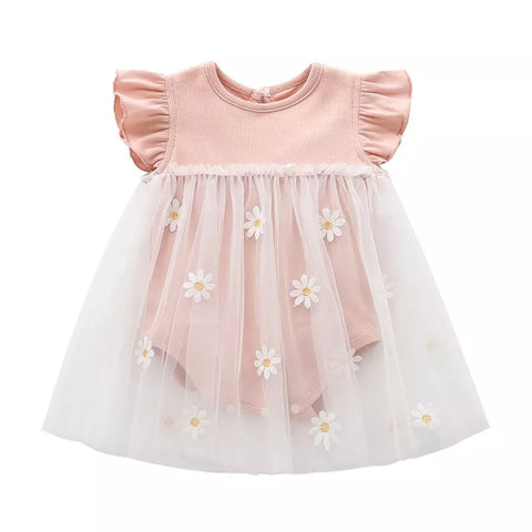 2 pc Baby Girl Sheer Daisy Bodysuit
