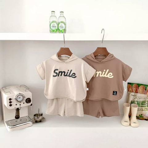 2 Pc Boys Smile Hooded Tee & Shorts Set