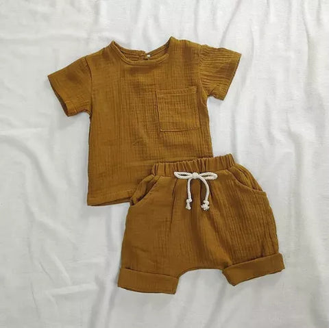 2 Pc Baby Boys Summer Cotton Tee & Short Set