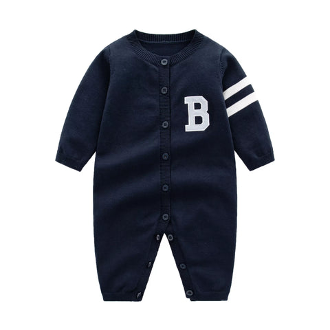 Baby Boy Varsity Letterman Knit Romper