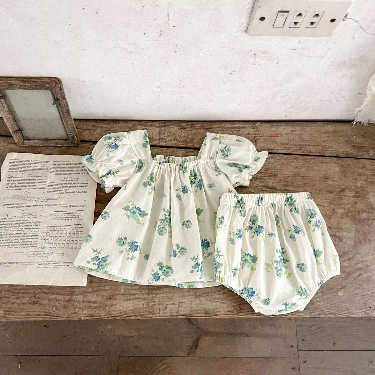 Baby Girl Blue Floral Bodysuit Set