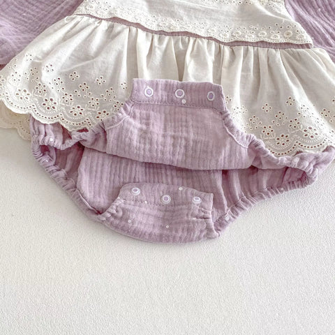 Baby Girl 2 in 1 Lace Overlay Cotton Bodysuit
