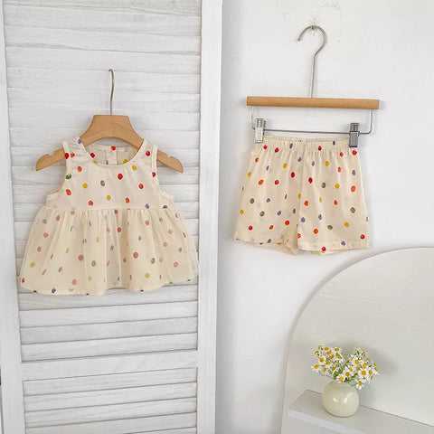 Baby Girls Polka Dot Bodysuit Shorts Set