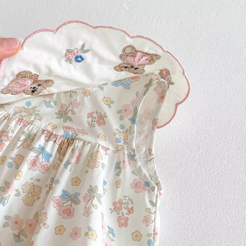 Baby Girl Sweet Teddy Bear Print Bodysuit
