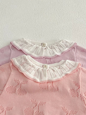 Baby Girl Cherry Knitted Bodysuit