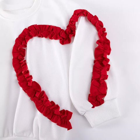 2 Pc Baby Girl Red Heart Sweatshirt & Pants