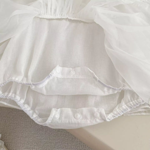 2 Pc Baby Girl Sheer Floral Dress with Bonnet