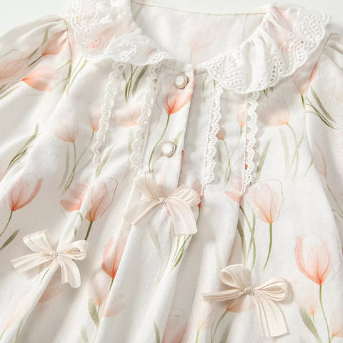 Baby Girl Tulip Lace Collar Romper