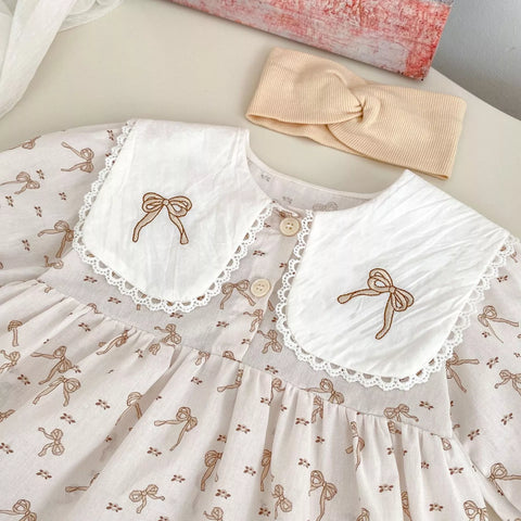 Baby Girl Vintage Ribbon Bodysuit Dress