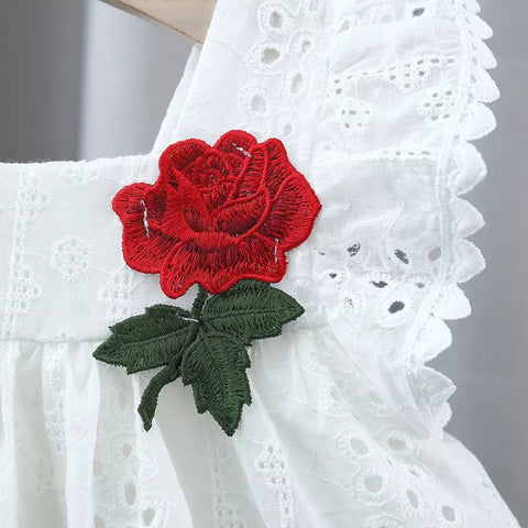 Baby Girl Rose Patch Eyelet Dress