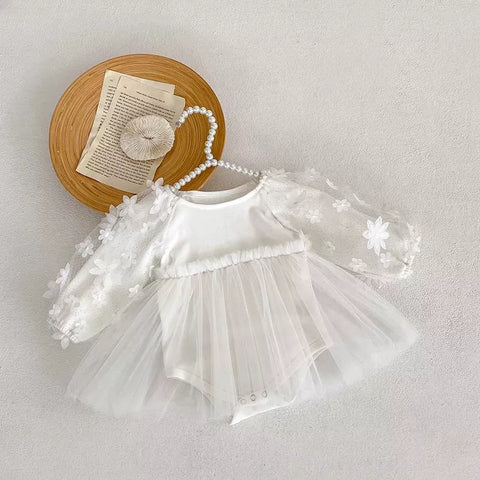Baby Girl Flower Sleeve Mesh Skirt Dress