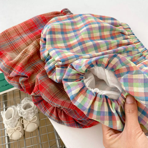 Girls Plaid Plaid Tank with Bubble Bloomer Shorts