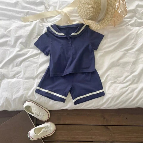 2 Pc Baby Boy Sailboat Style Shorts Set
