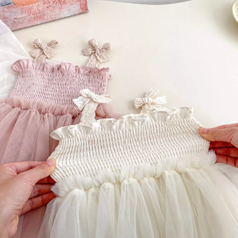 Baby Girl Smocked Tulle Skirt Bodysuit Dress