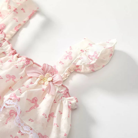 2 Pc Baby Girl Pink Ribbons Bodysuit w/Headband
