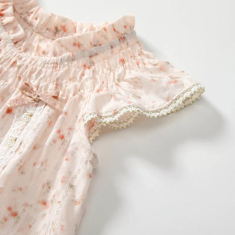 2 Pc Baby Girl Smocked Floral Shirt & Shorts Set