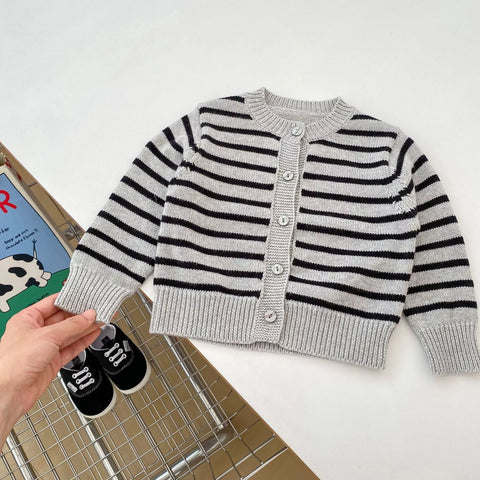 2 Pc Baby Stripe Cardigan & Pants Set