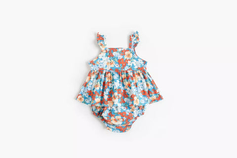 2 Pc Baby Girl Floral Pattern Top & Shorts Set