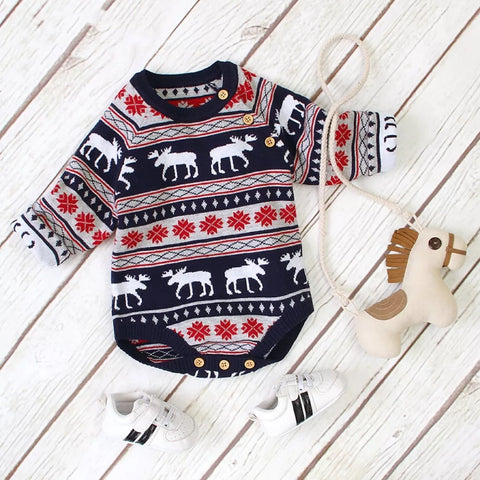 Unisex Baby Reindeer Christmas Sweater Bodysuit