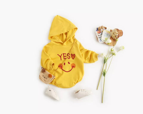 Baby Girl Smile Print Hoodie Bodysuit