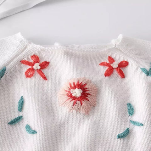 Baby Girl Knit Flower Crochet Bodysuit