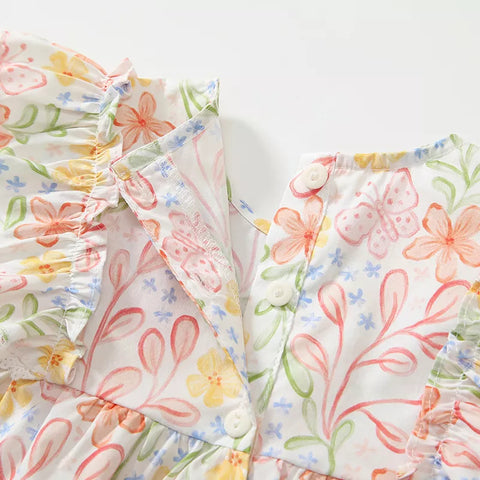 2 Pc Baby Girl Spring Blossom Print Tee & Shorts Set