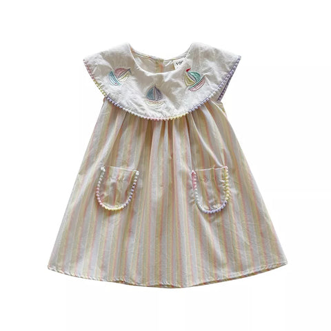 Girls Sailboat Rainbow Swing Dress