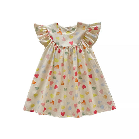 Girls Rainbow Hearts Swing Dress