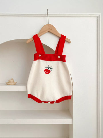 2 Pc Baby Girl Strawberry Contrast Cardigan & Bodysuit Set