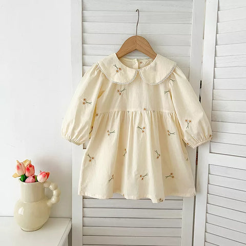 Girls Daisy Embroidery Collar Bodysuit or Dress